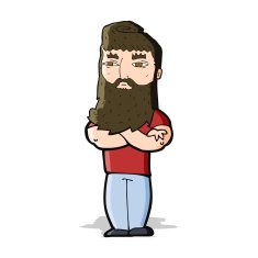 cartoon serious man with beard N10