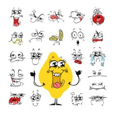 Cartoon Facial Expressions Set for Humor Design