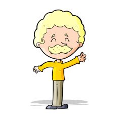 cartoon man with mustache waving N12
