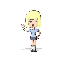 Cartoon Woman Waving N131
