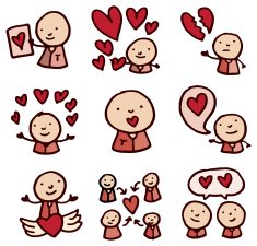 Man in love doodle icon set