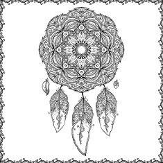Black and white doodle dream catcher N2