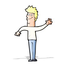cartoon happy waving man N5