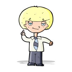 cartoon school boy answering question N21