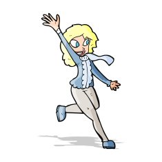 cartoon woman waving dressed for winter N5