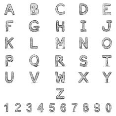 Vector Sketch Alphabet with Numbers