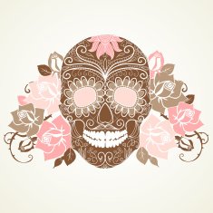 Day of The Dead colorful Skull with floral ornament
