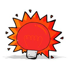 cartoon flashing red light bulb N3