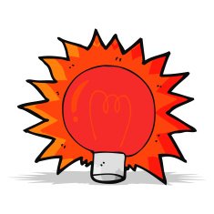 cartoon flashing red light bulb N4