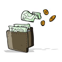cartoon wallet spilling money N6