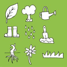 Gardening hand drawn icons