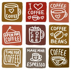 Coffee icons block icon set N2