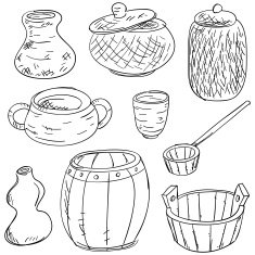 Container collection in black and white