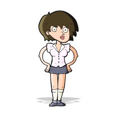 cartoon surprised woman with hands on hips N5