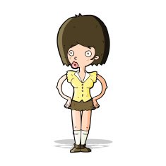 cartoon woman with hands on hips N96