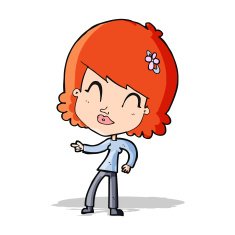 cartoon happy woman pointing N22