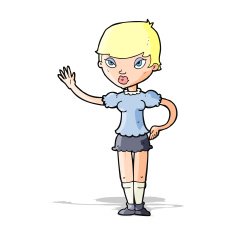Cartoon Woman Waving N133