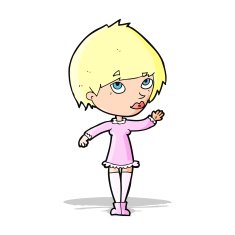 Cartoon Woman Waving N134