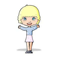 Cartoon Woman Waving N135