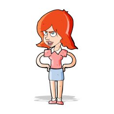 cartoon annoyed woman with hands on hips N2