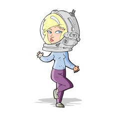 cartoon woman wearing space helmet N8