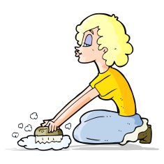 cartoon woman scrubbing floor N4
