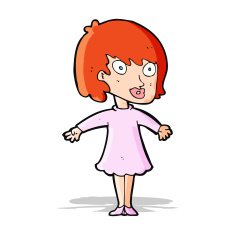 cartoon woman wearing dress N3
