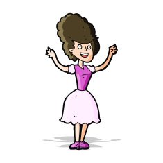 cartoon happy 1950's woman N5