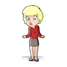 cartoon woman shrugging shoulders N198