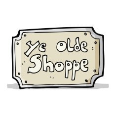 cartoon old fake shop sign N4
