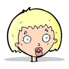 cartoon surprised female face N23