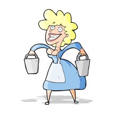 cartoon milkmaid carrying buckets N5