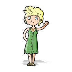 cartoon hippie woman waving N3