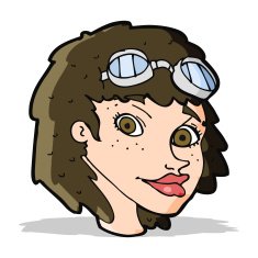 cartoon happy woman wearing aviator goggles N5