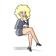 cartoon office woman sitting N5