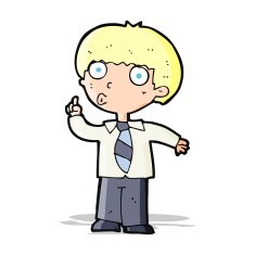 cartoon school boy with question N12