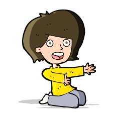 cartoon shocked woman on knees N4