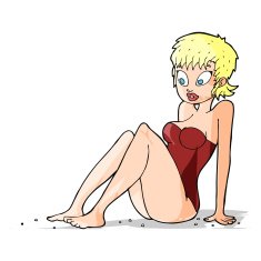 cartoon woman in swimsuit N3