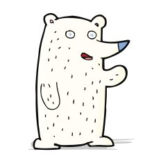 cartoon waving polar bear N22
