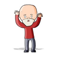 cartoon bearded man panicking N4