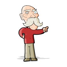 Cartoon annoyed old man pointing N4 free image download