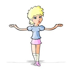 cartoon woman shrugging shoulders N199