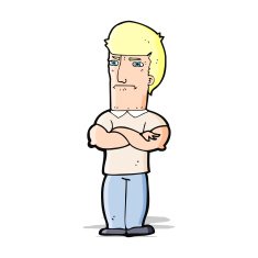 cartoon annoyed man with folded arms N7