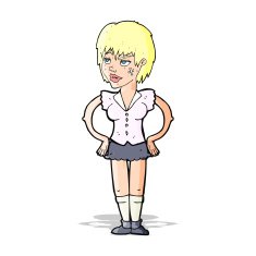 cartoon tough woman with hands on hips N4