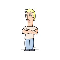 cartoon annoyed man with folded arms N8