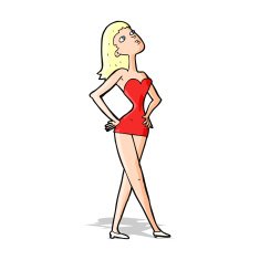 cartoon woman in party dress N3