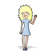 cartoon happy woman waving N4