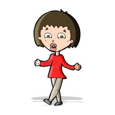 cartoon woman shrugging shoulders N200