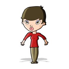 cartoon woman shrugging shoulders N201