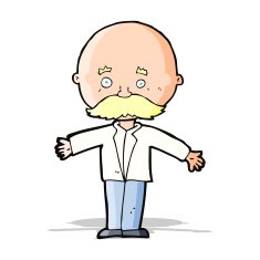 cartoon bald man with open arms N4